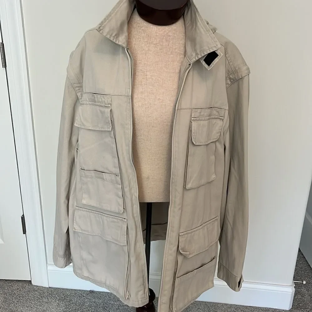 BANANA REPUBLIC Cotton Hooded Convertible Cargo Safari travel paparazzi Jacket-L